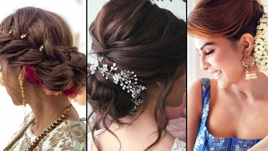 trending hairstyle for lehenga || hairstyle for short hair || bridal  hairstyle || high bun hairstyle - YouTube