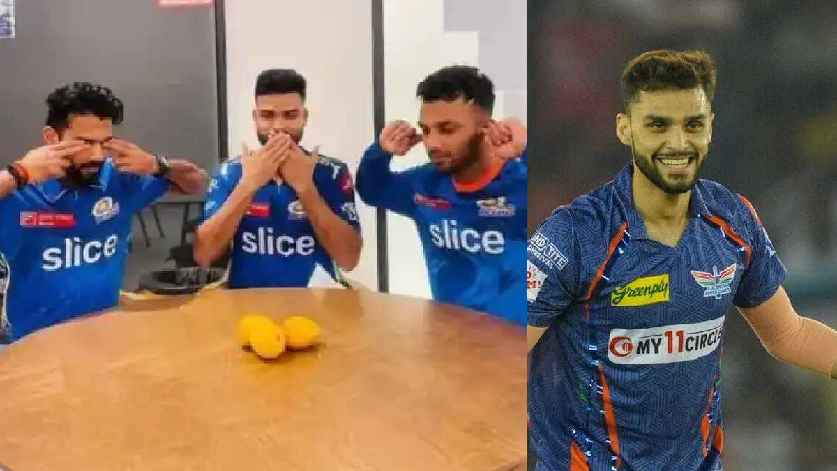 ipl-2023-naveen-ul-haq-trolled-by-mumbai-indians-players-funny-poses-by-placing-mangoes-on-the-table-after-lsg-defeated-in-eliminator-against-mi-136196