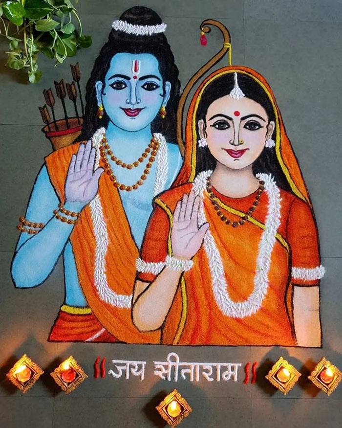 Rangoli For Ram Mandir: રામ મંદિર પ્રાણ પ્રતિષ્ઠા મહોત્સવ નિમિત્તે ઘર ...
