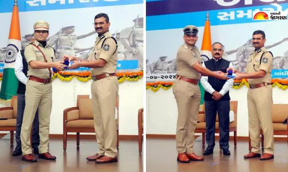 Valsad: વલસાડ જિલ્લા SP ડૉક્ટર વાઘેલા અને વાપી GIDCના PI પટેલનું ડિસ્ક વડે  સન્માન કરાયું