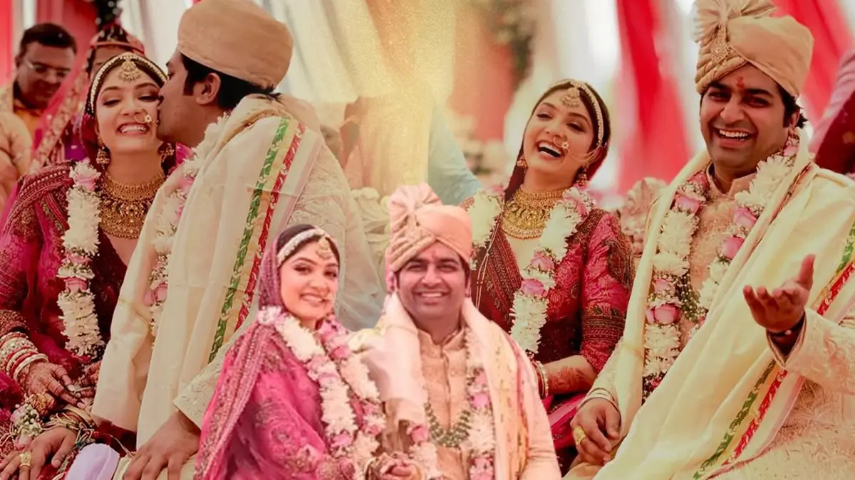 majaniwedding-gujarati-film-star-malhar-thakar-and-puja-joshi-tie-knot-video-goes-viral-435394