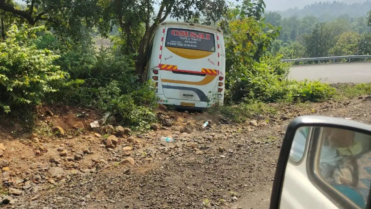 valsad-news-luxury-bus-collides-with-tree-due-to-break-fail-423155