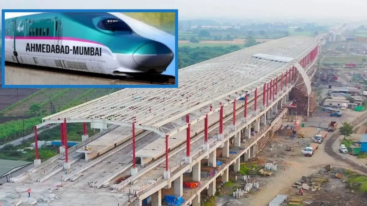 Surat Bullet Train Station: સુરતમાં બુલેટ ટ્રેનનું પ્રથમ સ્ટેશનનું ત્રણ  માળનું માળખું બનીને તૈયાર, જુઓ અદ્ભૂત વીડિયો - The first bullet train  station in Surat is ready as a ...