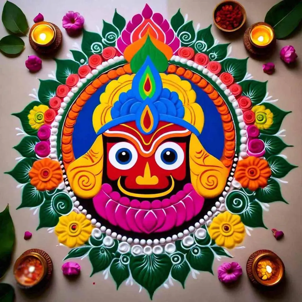 Jagannath Rangoli Design: ઘરના આંગણાને સજાવવા માટે બનાવો જય જગન્નાથ જી ...