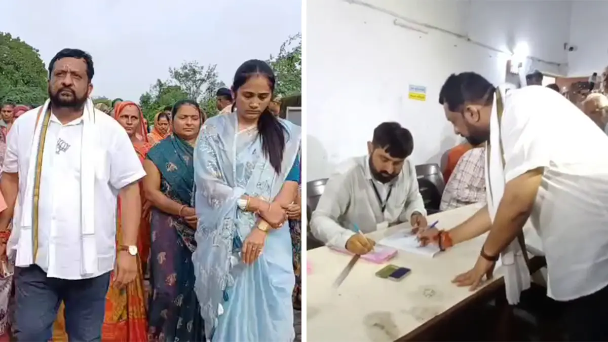 visavadar-assembly-bye-election-voting-2025-bjps-kirit-patel-votes-amid-drum-beats-550412