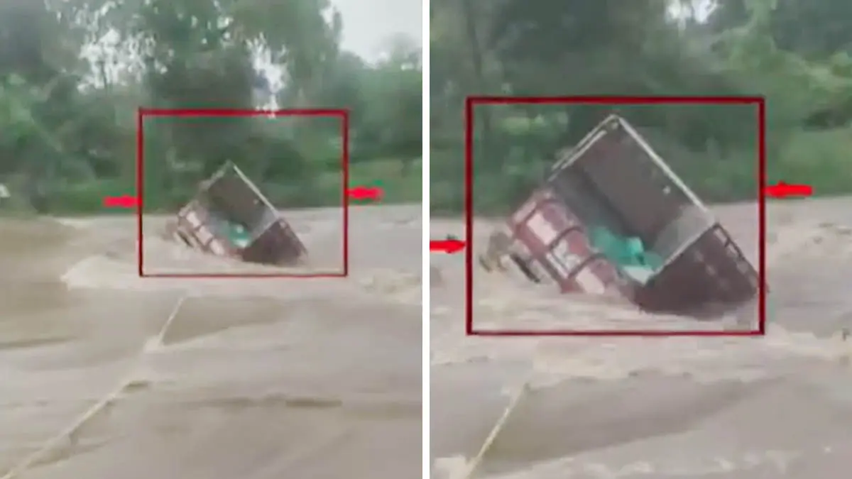 Chhotaudepur Rain: છોટાઉદેપુરમાં ભારે વરસાદથી જળપ્રલય, ધસમસતા પાણીમાં ટેમ્પો તણાયો, ચાલકનો આબાદ બચાવ