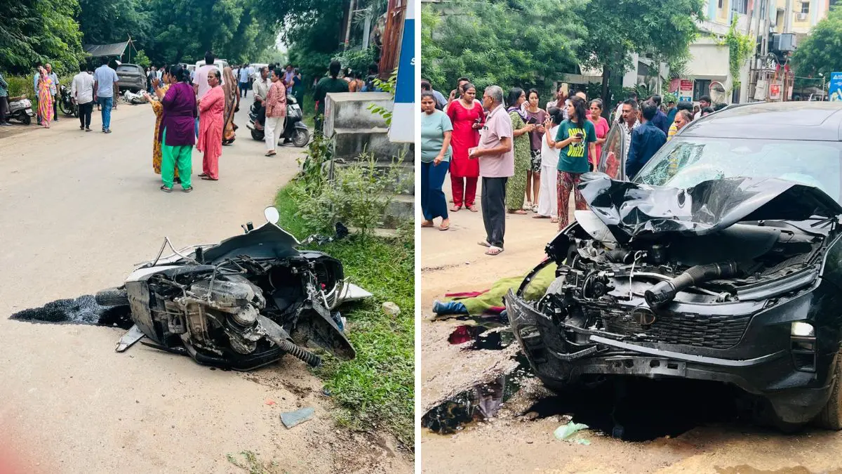 Gandhinagar Accident: ગાંધીનગરમાં કારે અડફેટે લેતા બેના મોતઃ બાઇકને અથડાયા બાદ ચાલકે ગાડી ભગાવતા અન્ય વાહનો સાથે અથડાઈ