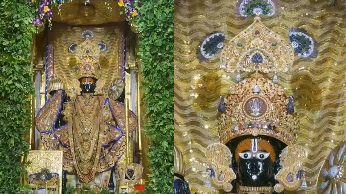 janmashtami-2025-lord-shamaliya-was-dressed-in-a-special-wagha-and-15-kg-of-ornaments-a-crown-worth-rs-4-crore-was-offered-586361