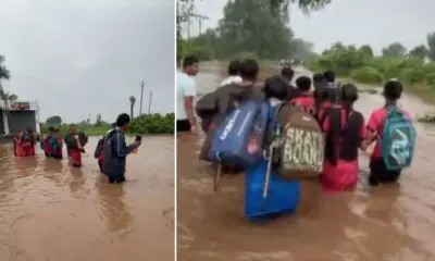 Chhota Udepur News: છોટાઉદેપુર જિલ્લામાં ભારે વરસાદથી નદી-નાળામાં પૂર, વિદ્યાર્થીઓને માનવ સાંકળ બનાવી કોઝવે પાર કરાવાયો