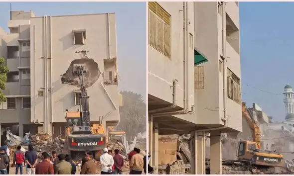 Bhavnagar Demolition: ભાવનગરમાં મદરેસાની જમીન પર મેગા ડિમોલેશન થયું, ચુસ્ત પોલીસ બંદોબસ્ત ગોઠવાયો
