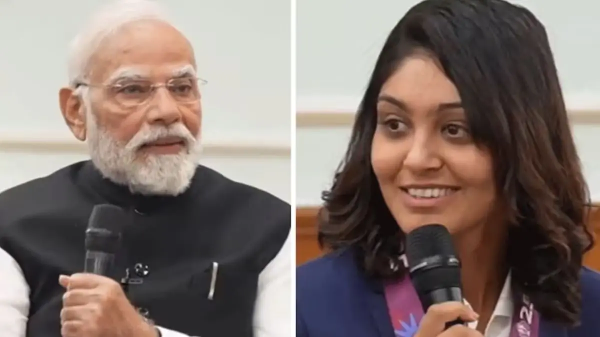 video-harleen-asked-pm-modi-about-his-skin-care-routine-said-you-glow-a-lot-see-the-prime-ministers-reaction-633542