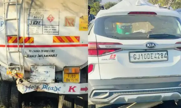Jamnagar: રાજકોટ હાઈવે પર પુરપાટ કાર ધડાકાભેર આગળ જતા ટેન્કરમાં ઘૂસી ગઈ, ધ્રોલના વેપારીનું કમકમાટીભર્યું મોત