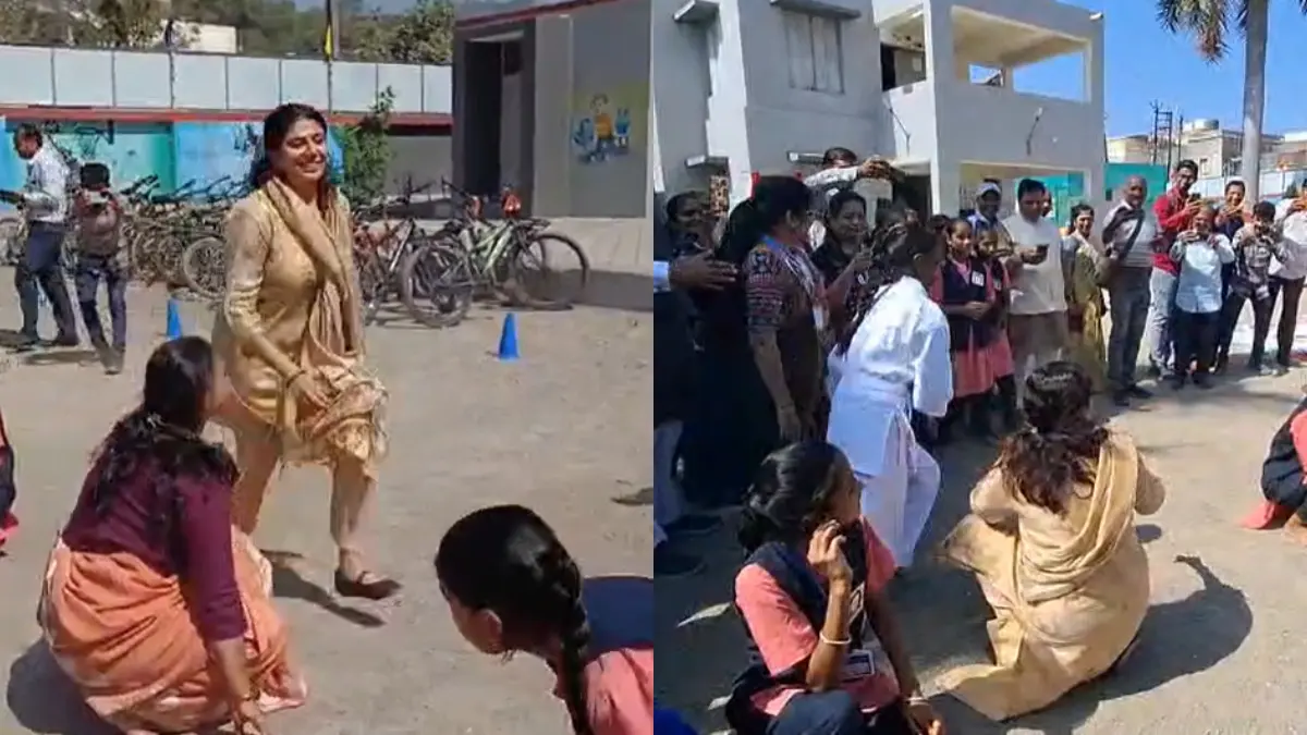 education-minister-rivaba-jadeja-plays-kho-kho-with-students-during-pariksha-pe-charcha-visit-in-junagadh-687201