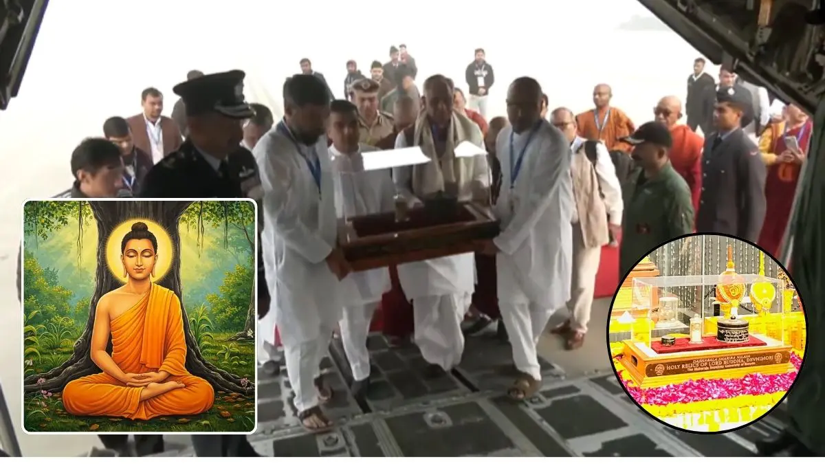 ભગવાન બુદ્ધના પવિત્ર 'દેવની મોરી' અવશેષો શ્રીલંકા રવાના; રાજ્યપાલ આચાર્ય દેવવ્રત અને હર્ષ સંઘવીએ સન્માનપૂર્વક વિદાય આપી
