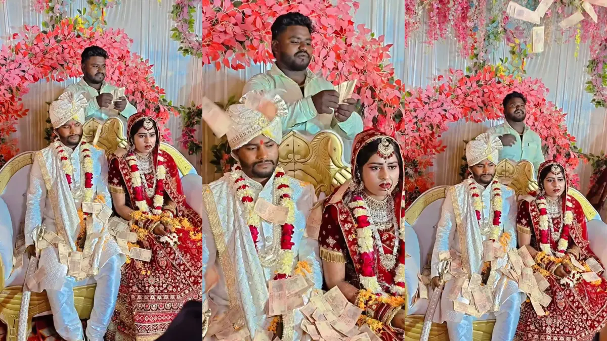 'છોરી, ઐસે-ઐસે ખર્ચે..!' યુવકે વર-કન્યા પર બે હાથે ઉડાડી 10-10ની નોટો, VIRAL VIDEO જોઈ યુઝર્સ બોલ્યા- 'ભાઈ, 500ની ઉડાડ, કામ પતે!'