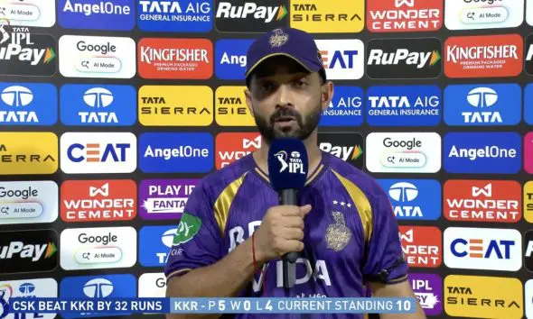 IPL 2026: કોલકાતા નાઈટ રાઈડર્સની મુસીબતમાં વધારો; સતત ચોથી હાર બાદ કેપ્ટન અજિંક્ય રહાણે પર લાખોનો દંડ