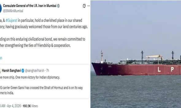 Indian LPG Tanker: વધુ એક ભારતીય LPG ટેન્કર સ્ટ્રેટ ઓફ હોર્મુઝ પાર થયું, ઈરાને 'હર્ષ સંઘવી'ના મેસેજને ટાંકી 'ગુજરાત' માટે આપ્યો ભાવુક સંદેશ…