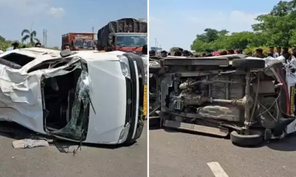 અમદાવાદ-વડોદરા નેશનલ હાઈવે અકસ્માતઃ થારે ટક્કર મારતા આગળ જતી ઇકો કાર પલટી, 10 ઇજાગ્રસ્ત