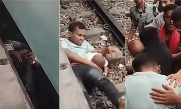 fathers-bravery-saved-a-child-who-fell-on-the-railway-tracks-watch-viral-video