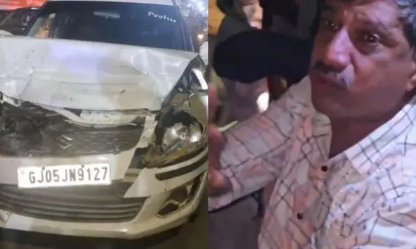 surat-news-drunk-asi-car-accident-athwagate-liquor-bottle-found