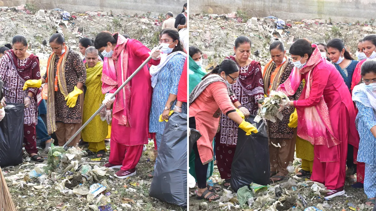 education-minister-rivaba-jadeja-leads-cleanliness-awareness-drive-at-ranmal-lake-in-jamnagar