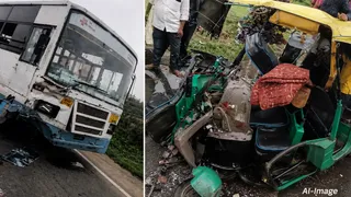 Palanpur Accident: પાલનપુરમાં ખરોડિયા ચોકડી પાસે બસ અને રિક્ષા વચ્ચે અકસ્માત, ત્રણના મોત, બેને હોસ્પિટલ ખસેડાયા