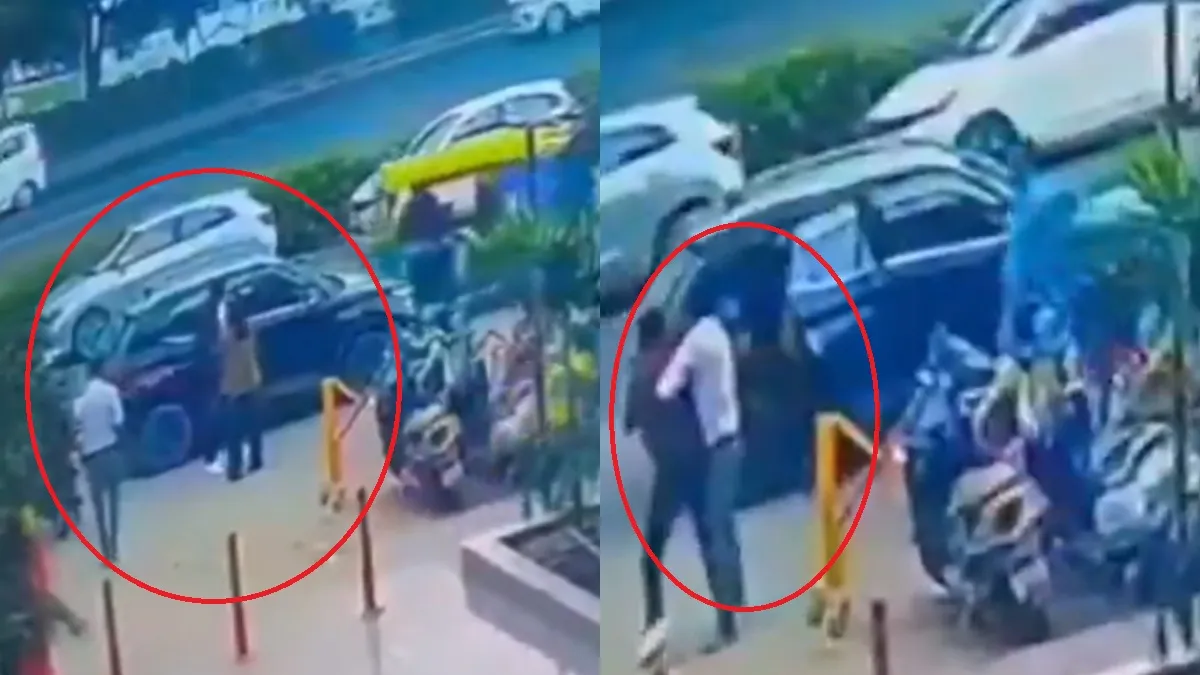 ચાંદખેડાના CBD મૉલ બહારના CCTV ફૂટેજ સામે આવ્યાઃ પતિને પાછળથી કોઈએ પકડ્યો, તે સાથે કિંજલ રબારી સીધી કારમાં બેસી ગઈ