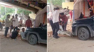 સુરત: ભેસ્તાન વિસ્તારમાં ગણેશ મંડપની સામે સુતેલા યુવક પર કાર ચડી ગઈ, યુવકનો ચમત્કારિક બચાવ, VIDEO વાયરલ
