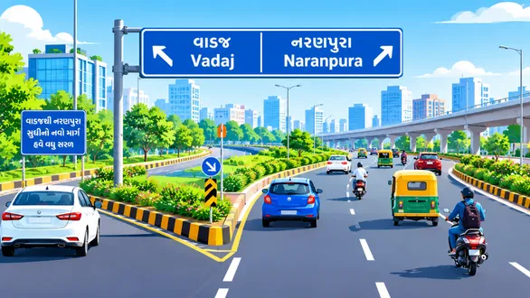 vadaj-to-naranpura-new-cut-opened-aroma-college-ahmedabad-traffic