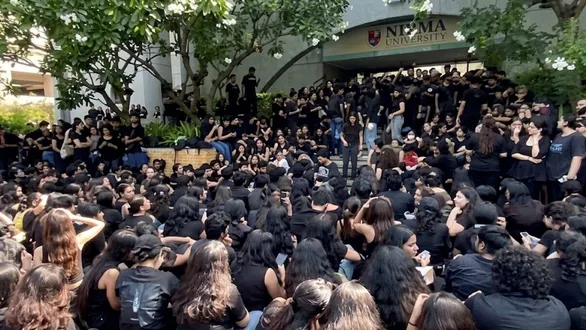 ahmedabad-nirma-university-student-protest-black-day-over-molestation-case