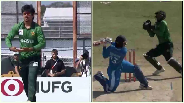 asian-games-2026-india-vs-pakistan-saim-ayub-baby-celebration-vaibhav-suryavanshi-wicket