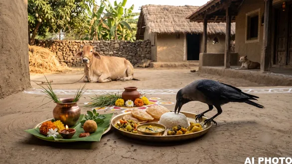 panchbali-bhog-shraddha-who-is-offered-first-cow-crow-dog-ants
