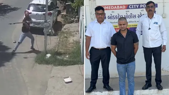 ahmedabad-news-youth-detained-after-damaging-and-setting-fire-to-street-light-pole-in-thaltej