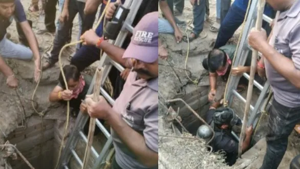 ahmedabad-news-girl-falls-into-open-drainage-pipe-on-piplaj-pirana-road-40-foot-rescue-operation-underway