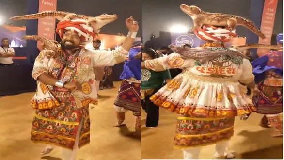 young-man-dances-garba-dressed-as-crocodile-at-vadodaras-navlakhi-ground-viral-video