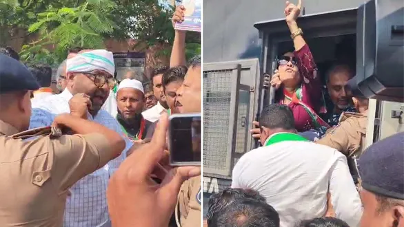 surat-news-congress-protest-demanding-gyanesh-kumars-resignation-protester-detained