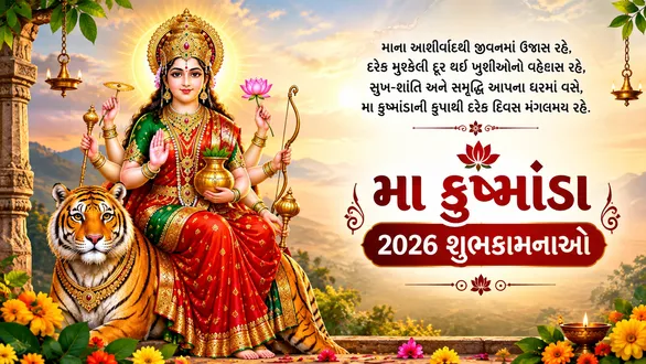 maa-kushmanda-wishes-2026-navratri-fourth-day-wishes-quotes-shayari-messages-status-and-shubhkamnaye-in-gujarati