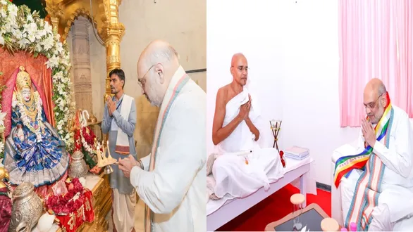 union-home-minister-amit-shah-performs-puja-at-rupal-vardayini-mata-temple-lays-foundation-stone-for-81foot-lord-shiva-statue