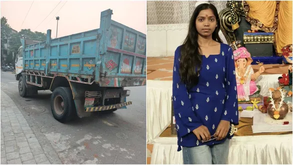 surat-althan-vesu-road-dumper-moped-accident-girl-death