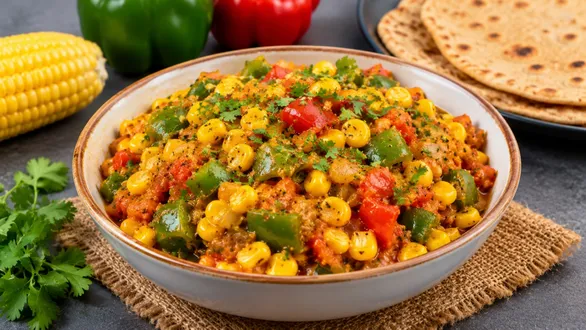 how-to-make-makai-capsicum-shaak-recipe-in-gujarati