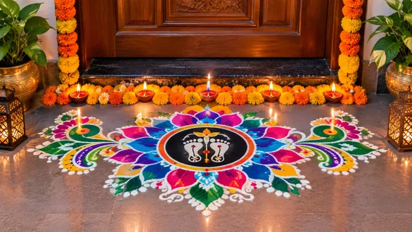 kali-chaudas-rangoli-designs-2026-beautiful-floral-peacock-and-diya-patterns-for-puja