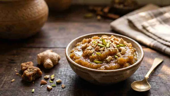 ginger-halwa-recipe-in-gujarati-winter-special-sweet