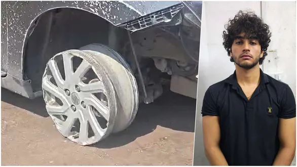 vadodara-drunk-driver-caught-driving-car-without-tire