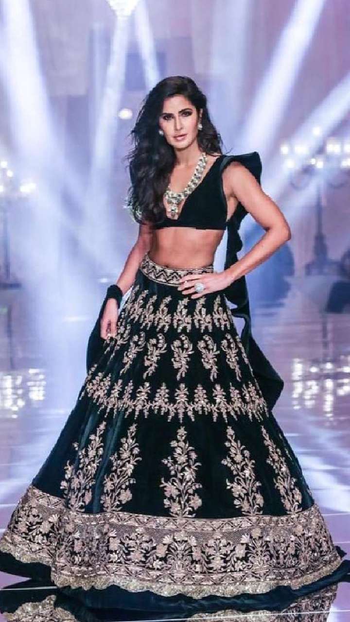 Katrina Kaif Black Floral lehenga - Saree Blouse Patterns