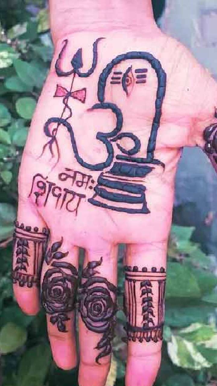 Shivratri Special Mehndi Design For Hand-Sawan Special Shiva Henna Designs-how  to draw Shiva Parvati - YouTube